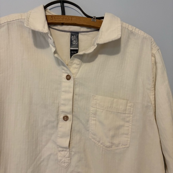 Mountain Hardwear Cream Long Sleeve Cotton-Linen Blend Tunic Top Women’s M - Picture 2 of 6